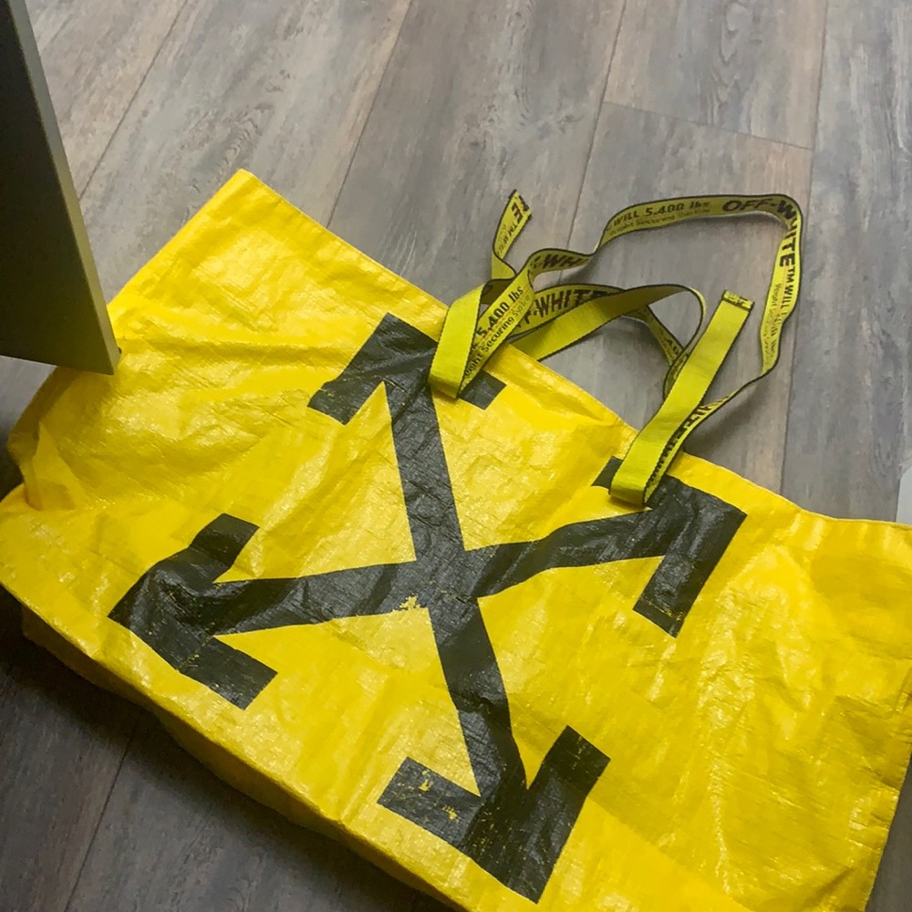 Yellow off white tote